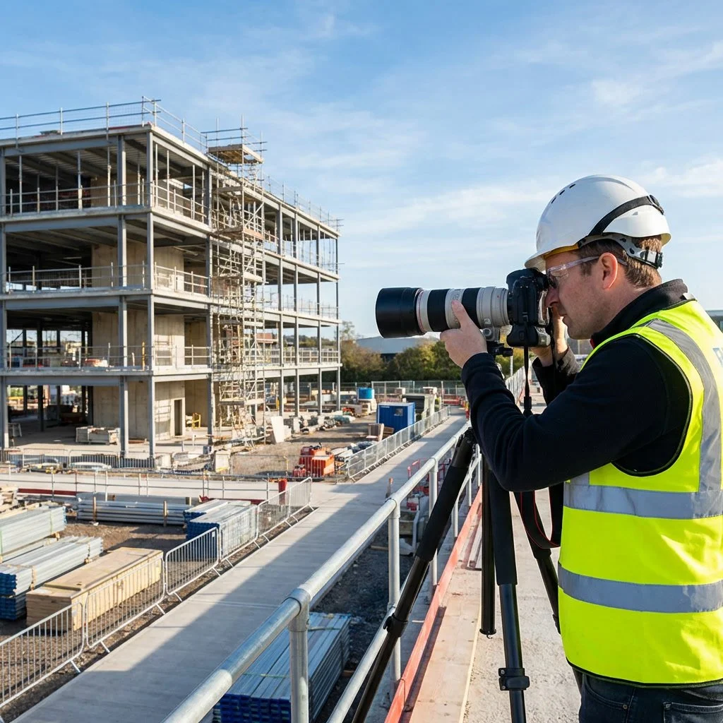 Ground and aerial construction photography