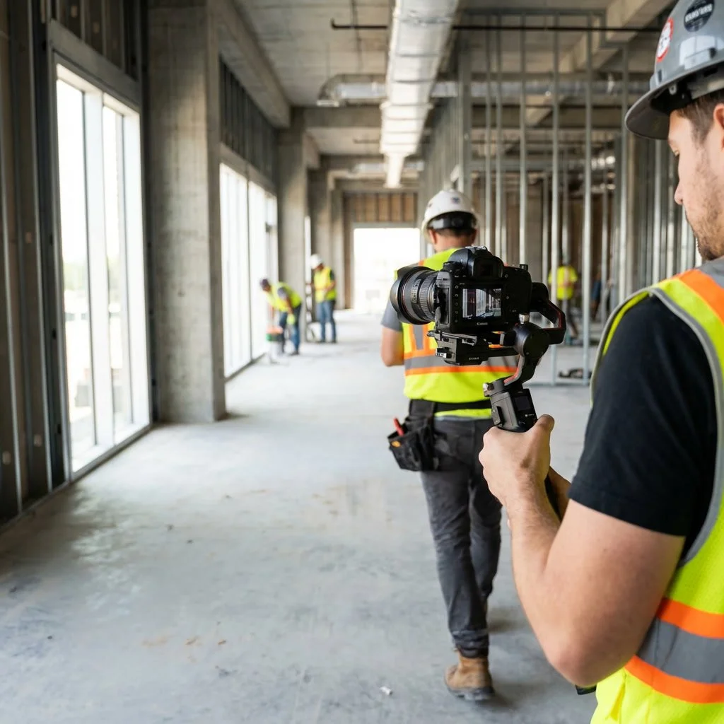 Cinematic video walkthroughs of jobsite progress