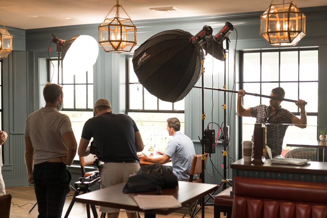Production crew preparing the next shot